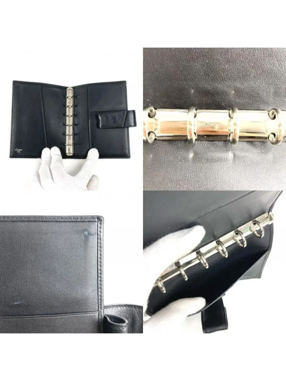 Cartier Notebook Cover Trinity Logo Leather Black Agenda